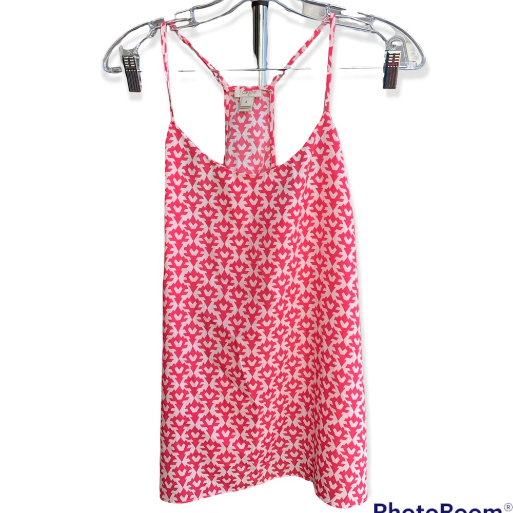 WHITE AND PINK GEOMETRIC PATTERN CAMISOLE